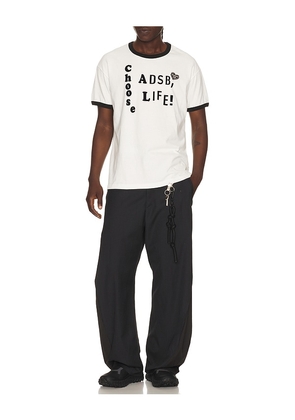 Andersson Bell Essential Adsb Flocking Ringer T-Shirt in White. Size L. Also in XL/1X.