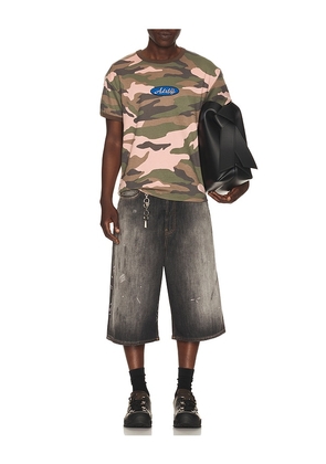 Andersson Bell Essential Camouflage Ringer T-Shirt in Pink,Green. Size L. Also in M, S, XL/1X.