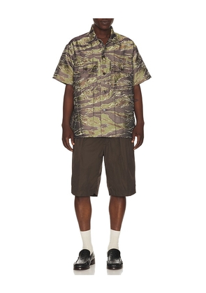Beams Plus Mil-Sht Tiger Stripe Mesh Jacquard in Army. Size L. Also in M, S, XL.
