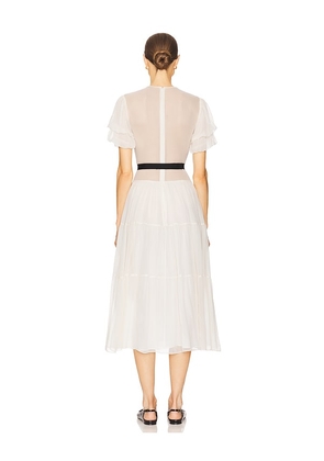 Helsa The Sasha Dress in Silk Chiffon in White. Size S. Also in XS, L.