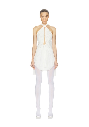 HAELO Pleated Drape Dress in White. Size L. Also in M, XL, XS, XXS.