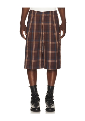 Jungles Tartan Hollywood Shorts in Brown. Size L. Also in M, S, XL/1X.