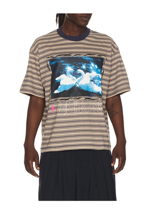 Jungles Togetherness Stripe Tee in Brown. Size L. Also in M, S, XL/1X.