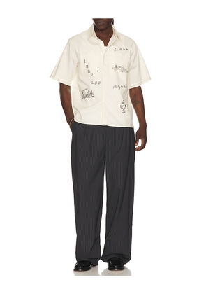 Jungles Fuck All Button Up Shirt in Cream. Size L. Also in M, S, XL/1X.