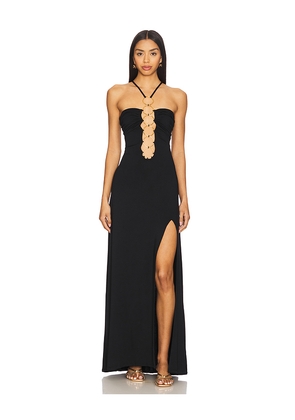 Luli Fama Inner Circle Halter Long Dress in Black. Size M. Also in S, XS.