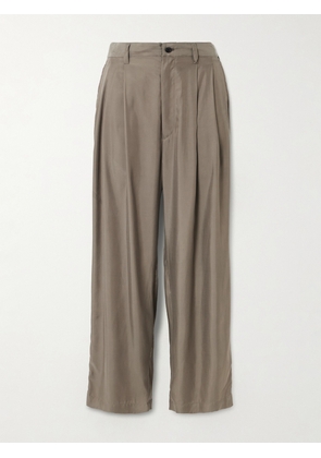 ssstein - Pleated Twill Wide-leg Pants - Brown - x small,small,medium,large