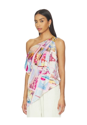 L'AGENCE Driselle Scarf Top in Pink. Size L. Also in XS, S, M.