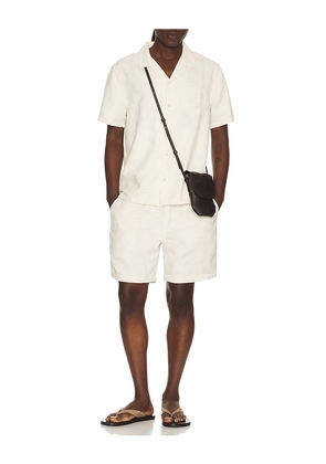 Marine Layer 6 Saturday Jacquard Linen Short in Cream. Size L. Also in S, M, XL/1X.