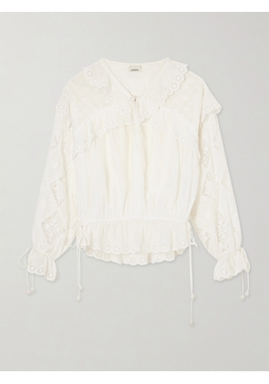 Isabel Marant - Broderie Anglaise Cotton And Silk-blend Blouse - White - FR 34,FR 36,FR 38,FR 40,FR 42