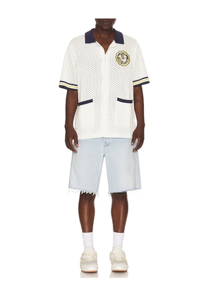 True Religion Horseshoe Crest Knit Shirt in White. Size L. Also in M, S, XL/1X.