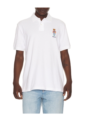 Polo Ralph Lauren Short Sleeve Basic Mesh Novelty Summer Bear Polo in White. Size L. Also in S, M, XL/1X, XXL/2X.