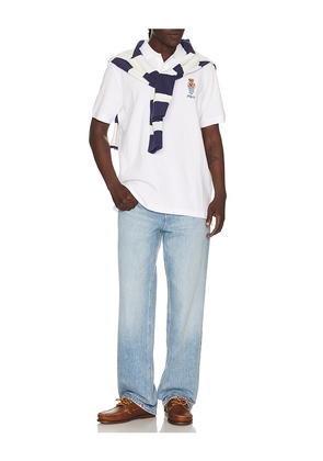 Polo Ralph Lauren Short Sleeve Basic Mesh Novelty Summer Bear Polo in White. Size L. Also in S, XL/1X, XXL/2X.