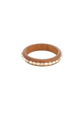 petit moments Wooden Beaded Cuff in Brown.