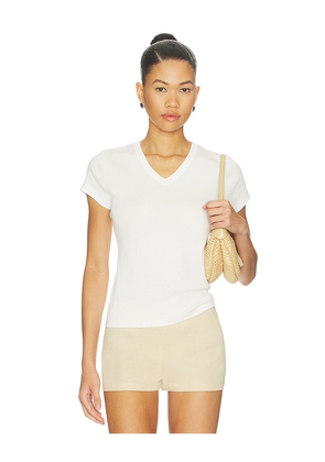 St. Agni Organic Cotton V Neck Tee in White. Size L. Also in M, S, XS.