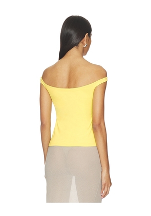 Susana Monaco Cross Front Top Off Shoulder Top in Yellow. Size L. Also in XS, S, M, XL.