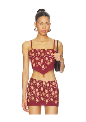 Understated Leather x REVOLVE Beaded Paisley Top in Burgundy. Size L. Also in M, S, XL, XS.