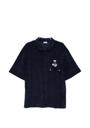 Moschino terry-cloth logo-patch shirt - Blue