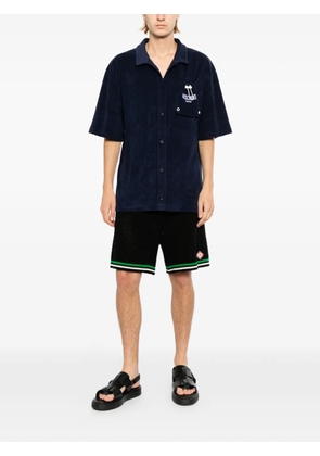 Moschino terry-cloth logo-patch shirt - Blue