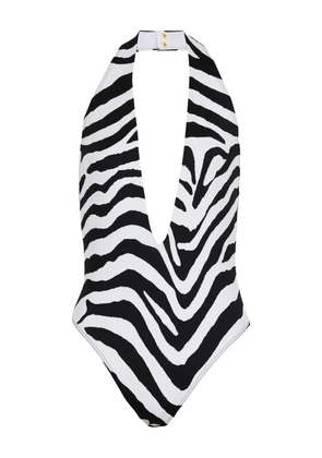 Balmain zebra-print swimsuit - White
