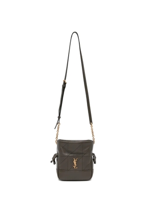 Saint Laurent mini Jamie quilted logo-plaque clutch bag - Brown