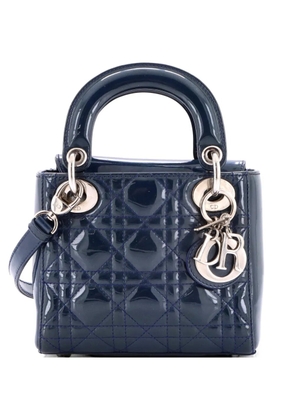 Christian Dior Pre-Owned Lady Dior Chain Bag Cannage Quilt Patent Mini satchel - Blue