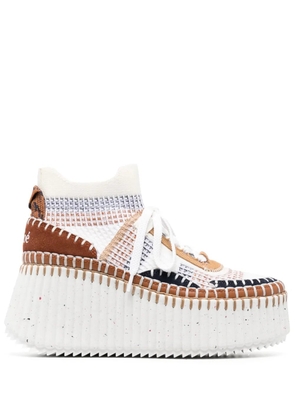Chloé Nama 80mm platform wedge sneakers - White