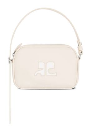 Courrèges Camera logo-embroidered leather shoulder bag - Neutrals