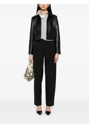 Covert pleated straight-leg trousers - Black