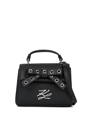 Karl Lagerfeld K/Autograph eyelet-embellished bow top handle bag - Black