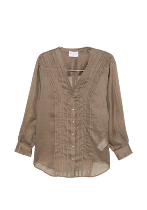 Isabelle Blanche pin-tuck V-neck blouse - Green