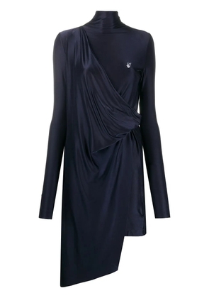 Off-White logo print draped asymmetric dress - Black