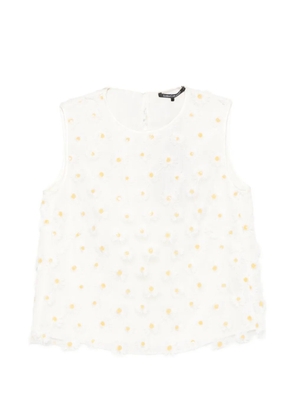 Luisa Cerano floral-appliqué top - White
