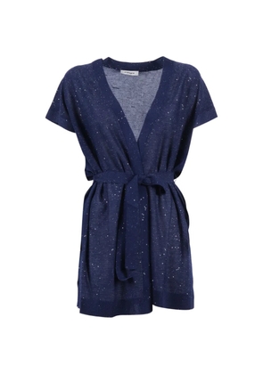 Kangra micro-sequin belted cardigan - Blue