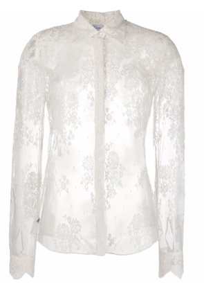 Carine Gilson lace-appliqué long-sleeve shirt - White