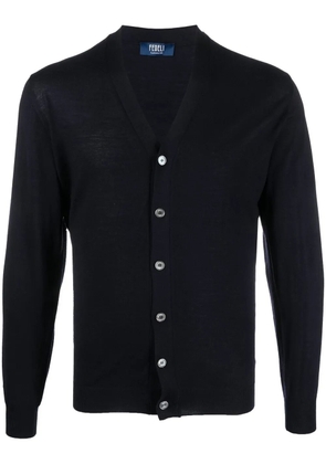 Fedeli wool button-fastening cardigan - Blue