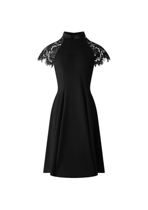 Shanghai Tang Tang lace-sleeves mini dress - Black