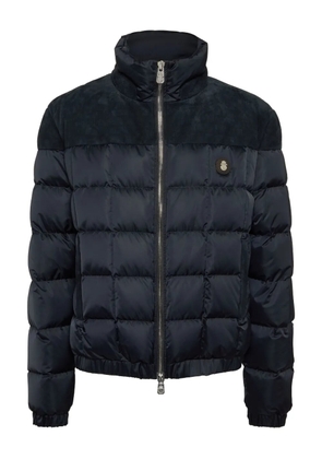 Billionaire quilted suede-panel puffer jacket - Blue