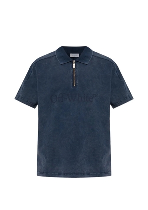 Off-White logo-print zip-neck polo shirt - Blue