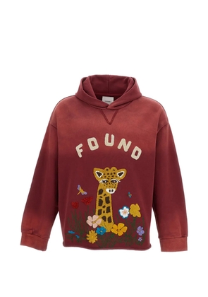 FOUND chenille-embroidered raw-cut hoodie