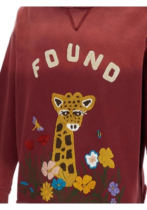 FOUND chenille-embroidered raw-cut hoodie