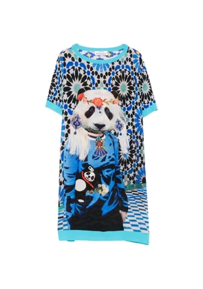 The Artistylist panda-print silk mini dress - Blue