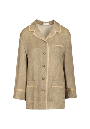 Hui Hui Margherita contrast-trim shirt - Neutrals