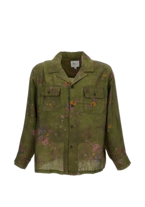 FOUND floral-print crinkled shirt - Green