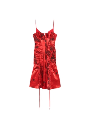 Alexander McQueen lace-up floral-print dress - Red