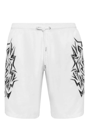 Plein Sport graphic-print swim shorts - White