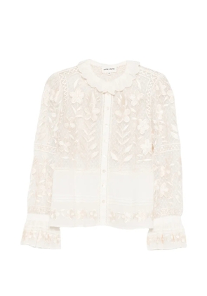 Antik Batik Carioca floral-embroidered scalloped-collar blouse - Neutrals