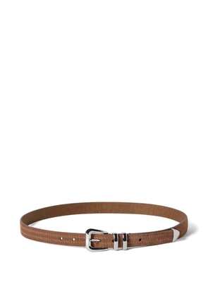 Brunello Cucinelli reversed calfskin belt with chevron design - Brown