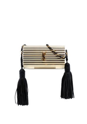 Saint Laurent Pre-Owned 2016 Ribbed Acrylic and Lambskin Fringe Monogram Opium Box Bag crossbody bag - Gold