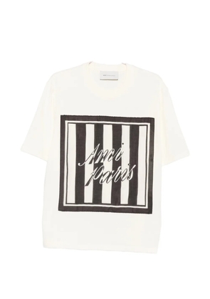 AMI Paris logo-print striped-patch T-shirt - Neutrals