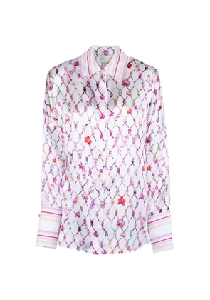 Genny floral-print silk shirt - White